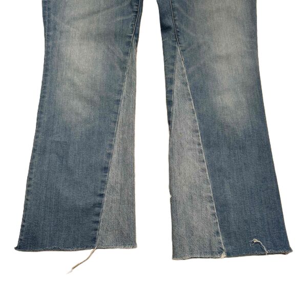 Madewell Cali Demi Boot Flared Jeans Frayed Hem Two Tone Funky Retro Grunge Cool - Picture 11 of 13